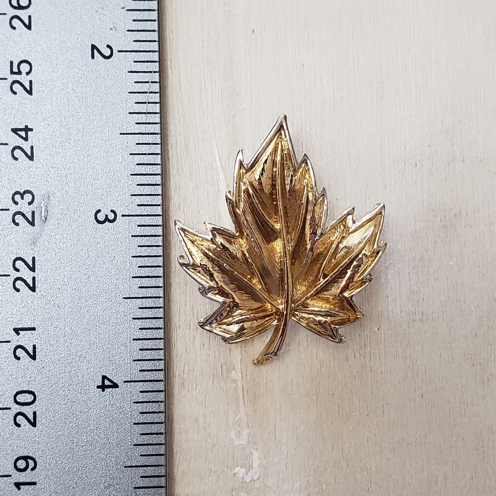 Vintage Gold tone leaf brooch - Picture 7 of 7